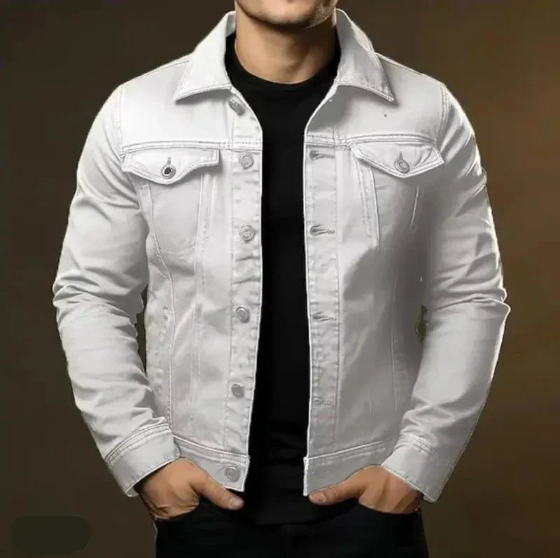 Veste Jean Classique Homme avec Poches et Fermeture Éclair Pour Printemps
