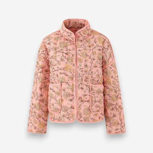 Veste Élégante à Manches Longues Fleuri avec Poches - LuxeStyle