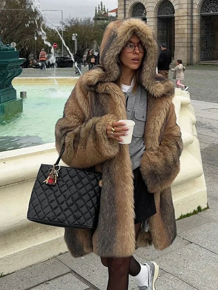 Manteau Femme Hiver Élégant avec Capuche et Fermeture Pratique