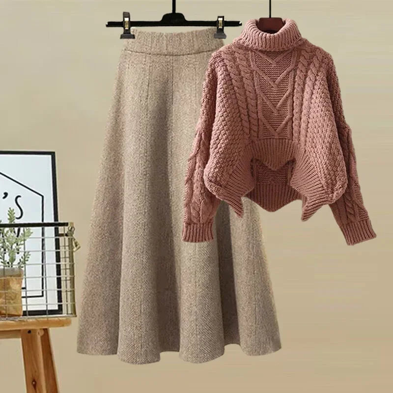 Tenue Femme Élégante Col Montant et Jupe Moulante