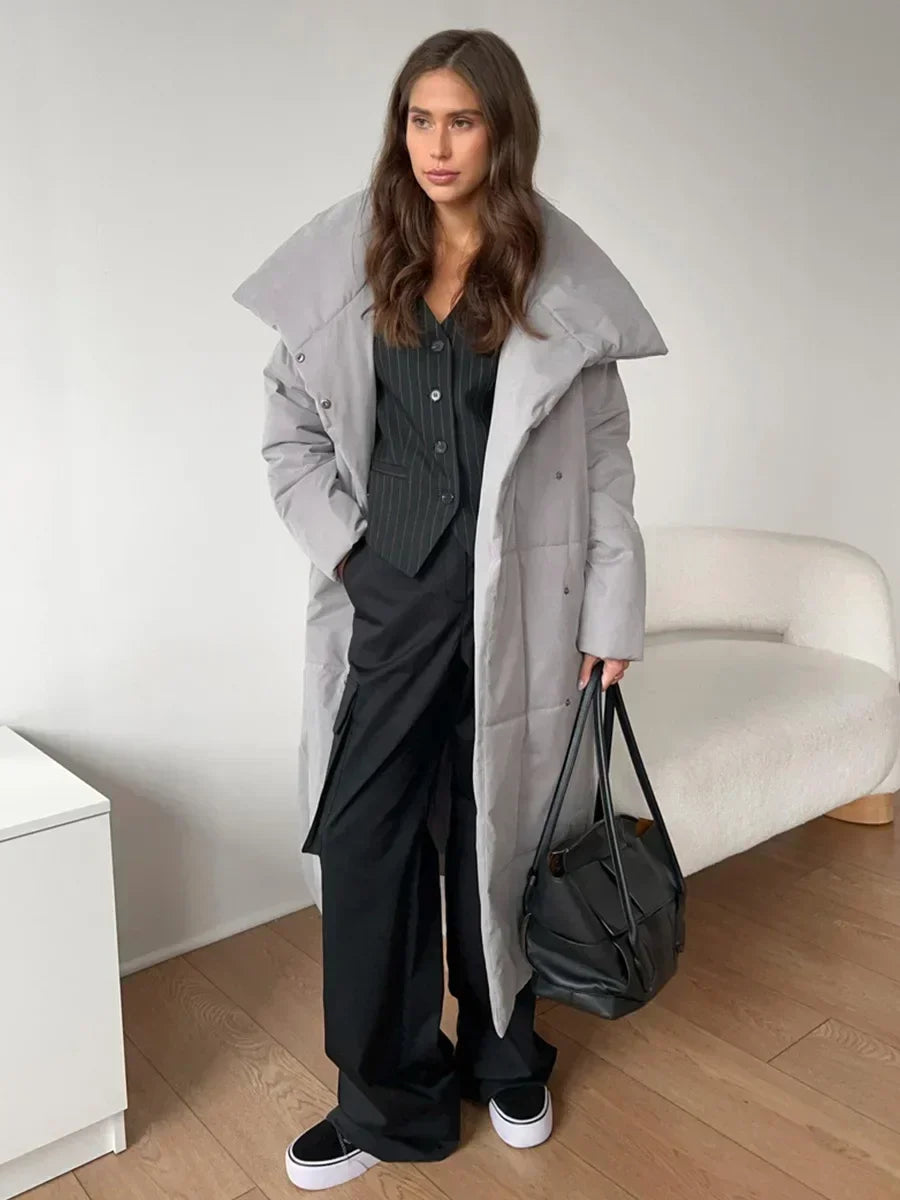Manteau Hiver Élégant Doublé avec Ceinture pour Femme