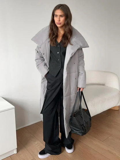 Manteau Hiver Élégant Doublé avec Ceinture pour Femme