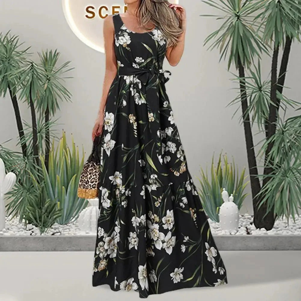 Robe Longue Été Fleurs pour Femme - LuxeStyle