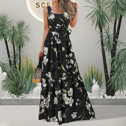 Robe Longue Été Fleurs pour Femme - LuxeStyle