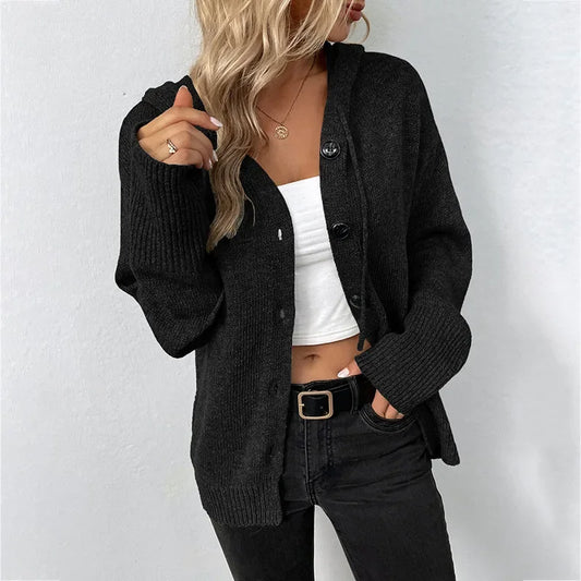 Cardigan Chic à Capuche Manches Longues Pour Femme - LuxeStyle