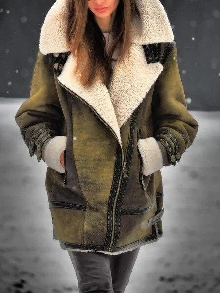 Veste Hiver Rétro Col Montant Éclair - LuxeStyle