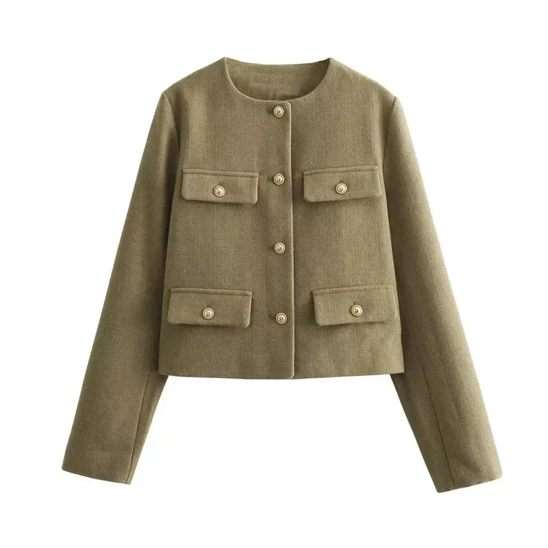 Veste Féminine Élégante - Taille Cintrée avec Fermeture Luxe