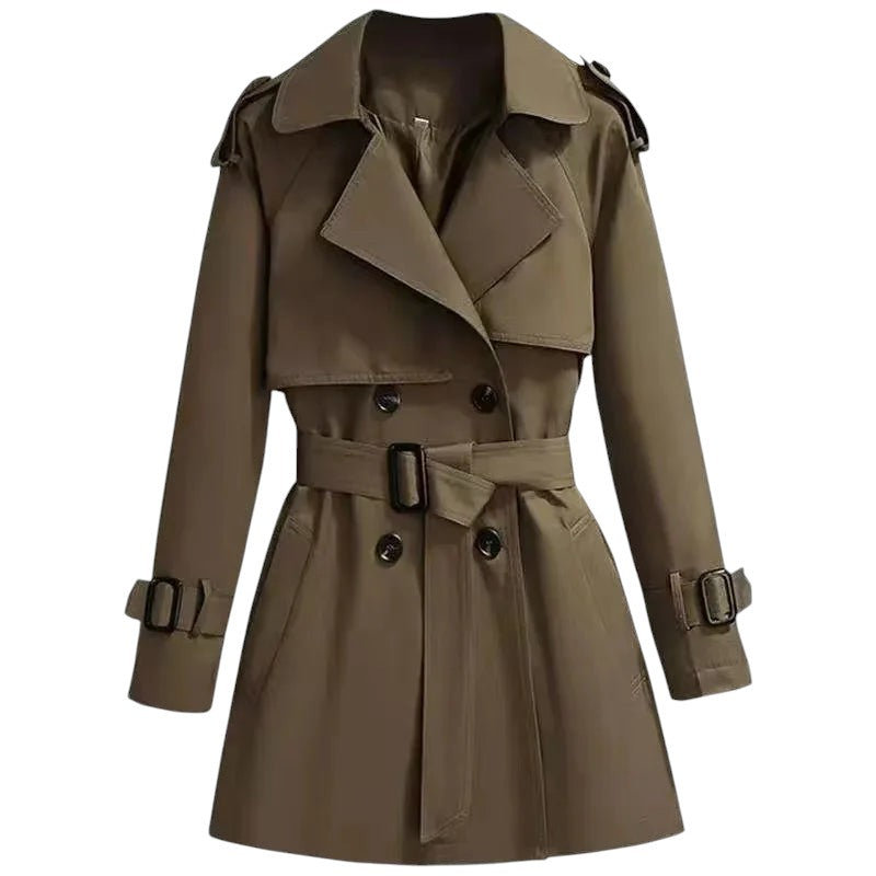 Mireille - Trench vintage en coton pour femme avec ceinture
