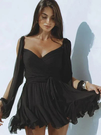 Robe Féminine Mini Col Rond pour Femme