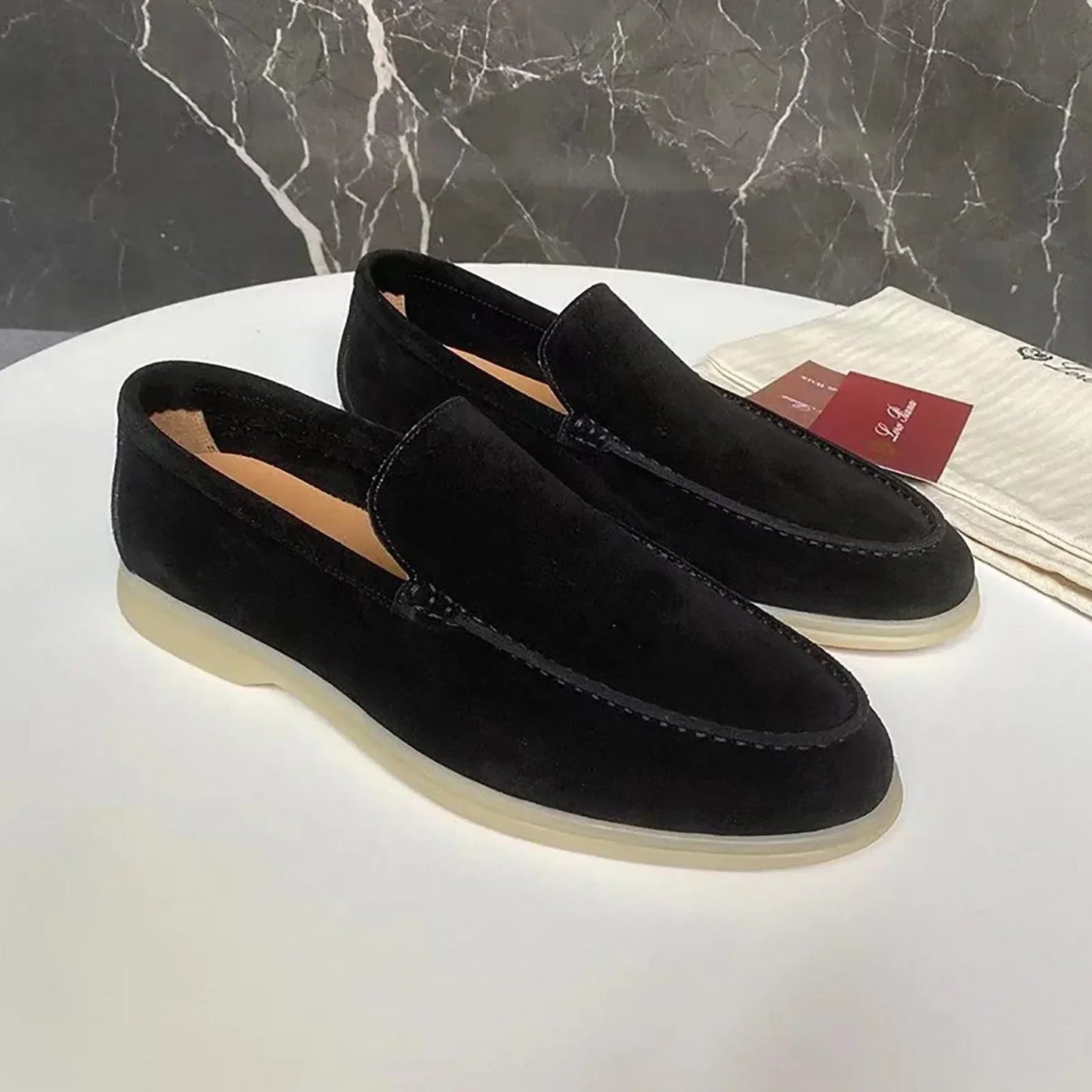 Mocassins cuir brun homme semelle crème