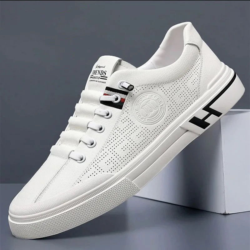 Chaussure running homme cuir brun aéré