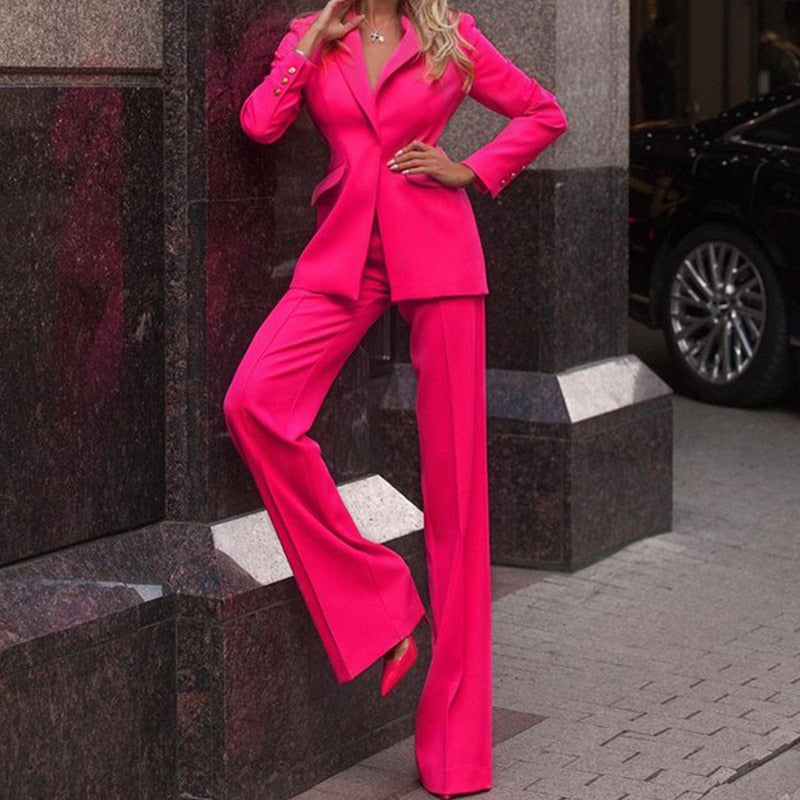 Costume Femme Élégant 2 Pièces Slim Fit