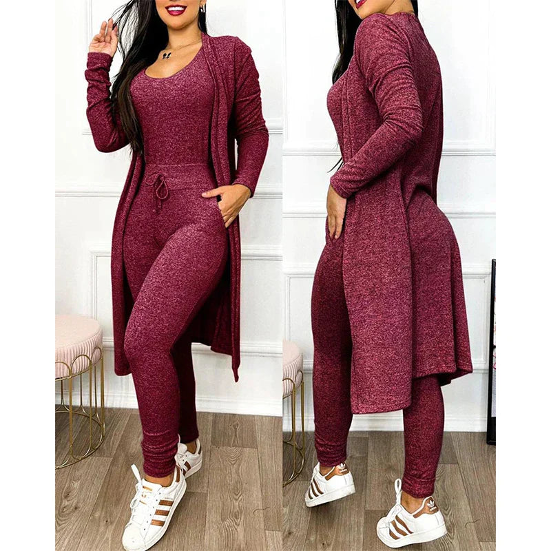 Tenue Sport Féminine Marine Avec Gilet Long et Pantalon Sport