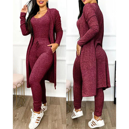 Tenue Sport Féminine Marine Avec Gilet Long et Pantalon Sport