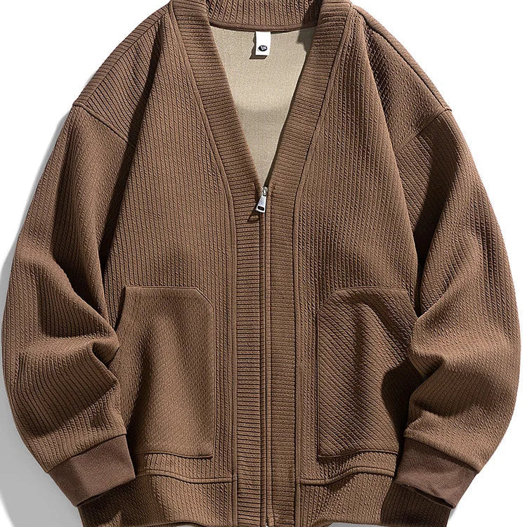 Cardigan Zippé Élégant Manches Longues - LuxeStyle