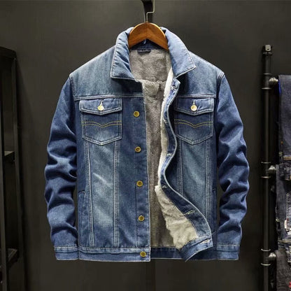 Veste Hiver Denim Stylish avec Doublure Chaude
