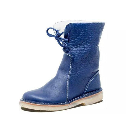 Bottes Femmes Hivernales Cuir Étanche avec Doublure Polaire et Confort Chauffant
