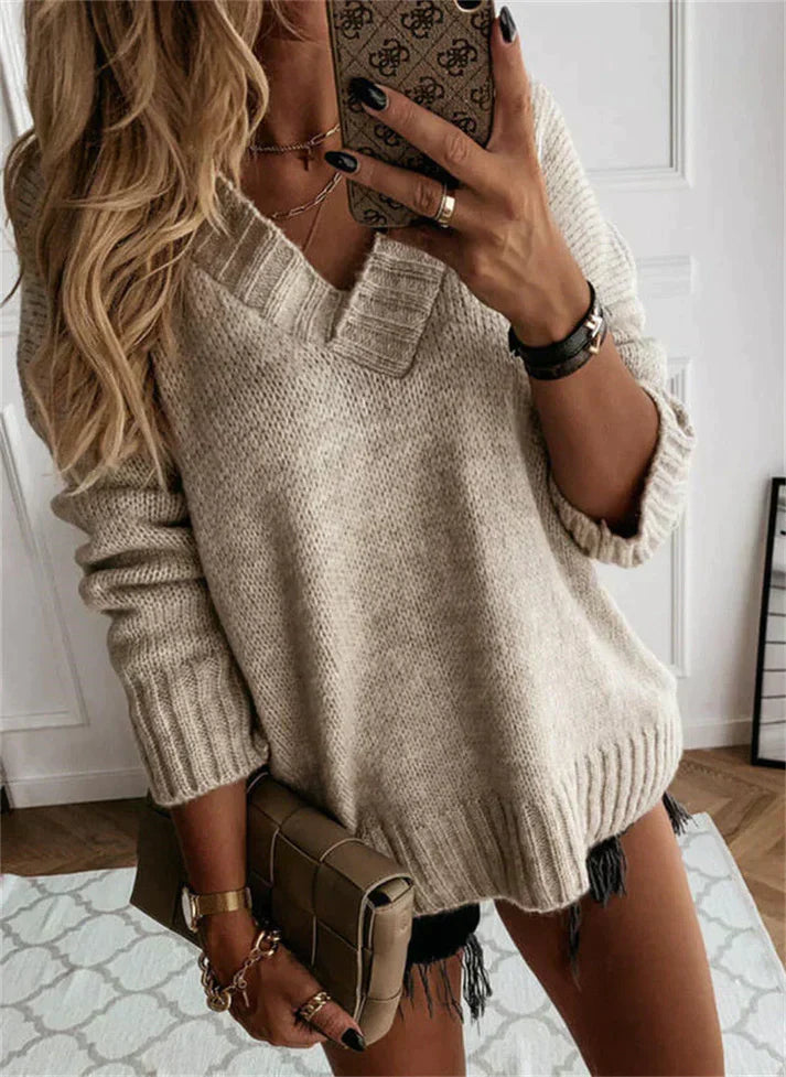 Pull Femme Tricot Marine Col Ronde