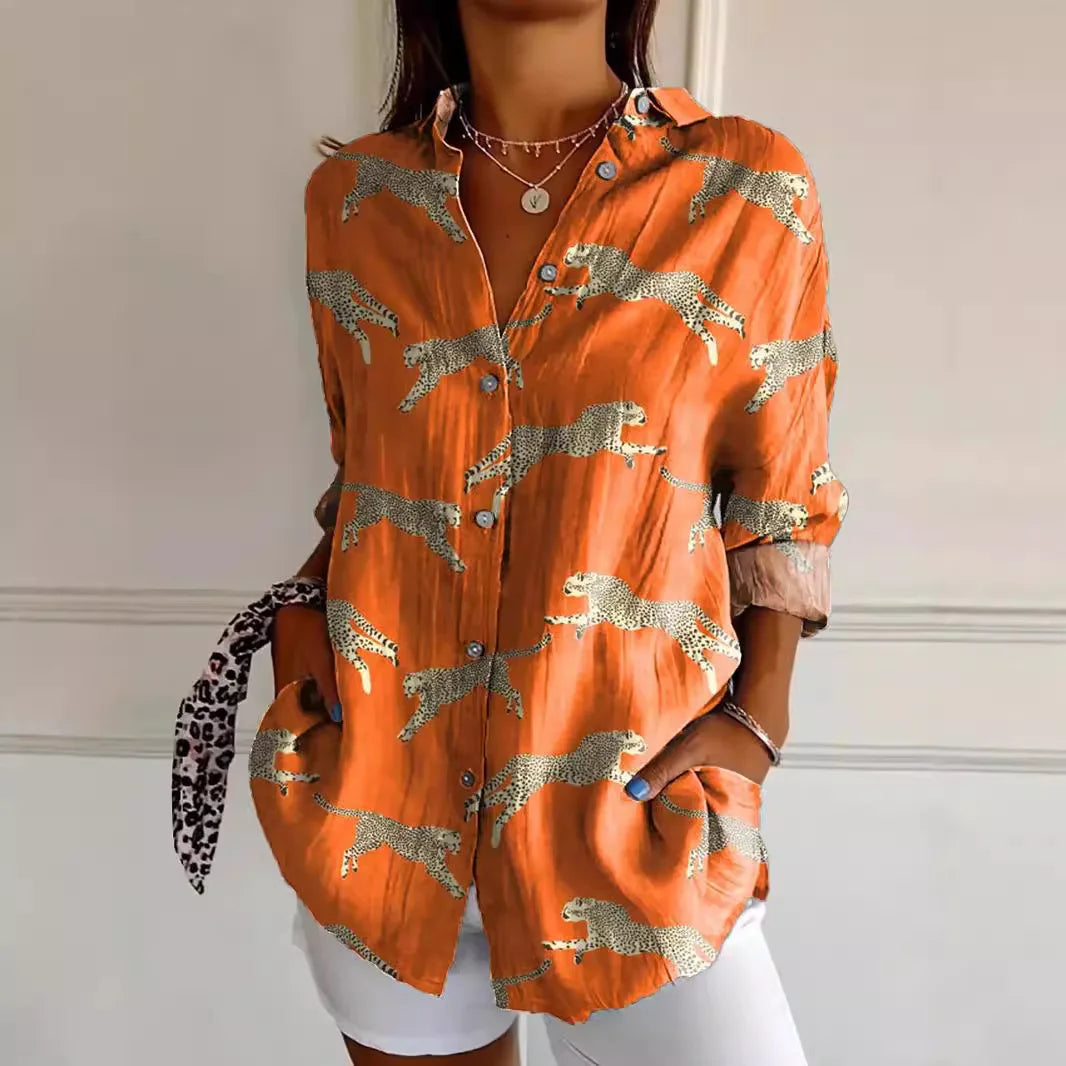 Blouse Été Feminine - Blouse Légère Fleurs avec Décolleté Profond