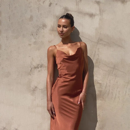 Robe Soirée Chic Brun pour Femme - LuxeStyle