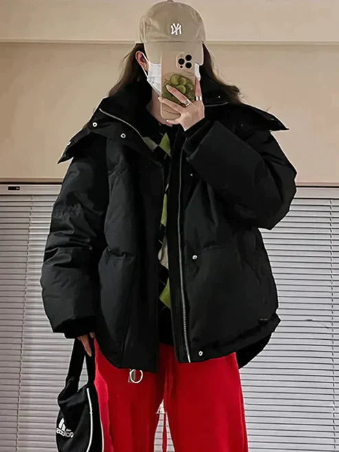 Veste Hivernale Douillette pour Femme avec Capuche et Fermeture Éclair