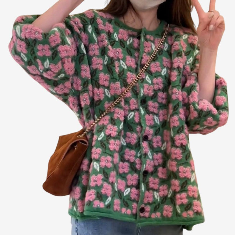 Cardigan Élégant Imprimé Manches Longues - LuxeStyle