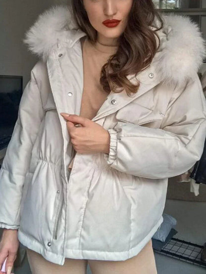 Manteau Femme Élégant à Col Arrondi pour Hiver