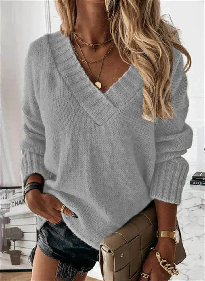 Pull Femme Tricot Marine Col Ronde