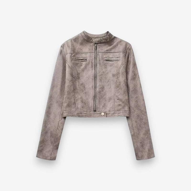 Veste zippée femme à manches longues col rond - LuxeStyle