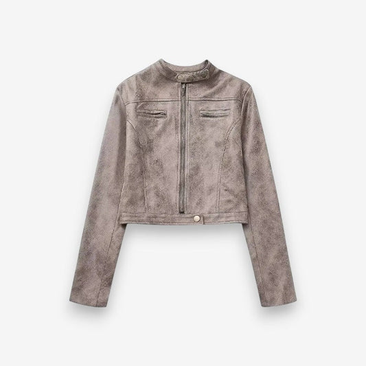 Veste zippée femme à manches longues col rond - LuxeStyle