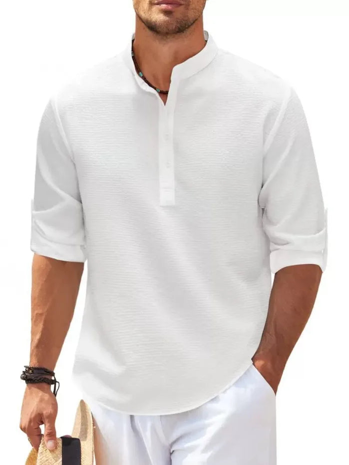 Chemise Homme Relaxe à Manches Longues avec Col Traditionnel