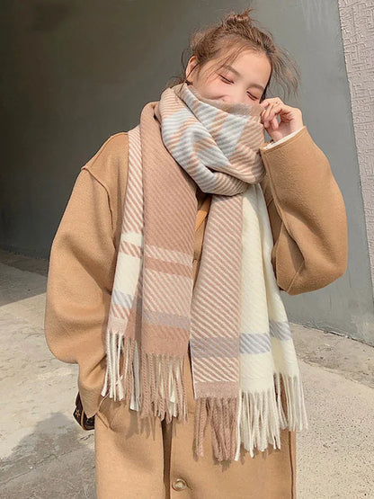 Écharpe Femme Hiver Carreaux Douce et Chaude - LuxeStyle