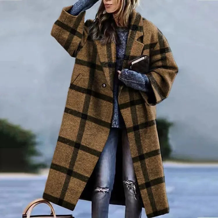 Manteau femme à carreaux colorés hiver