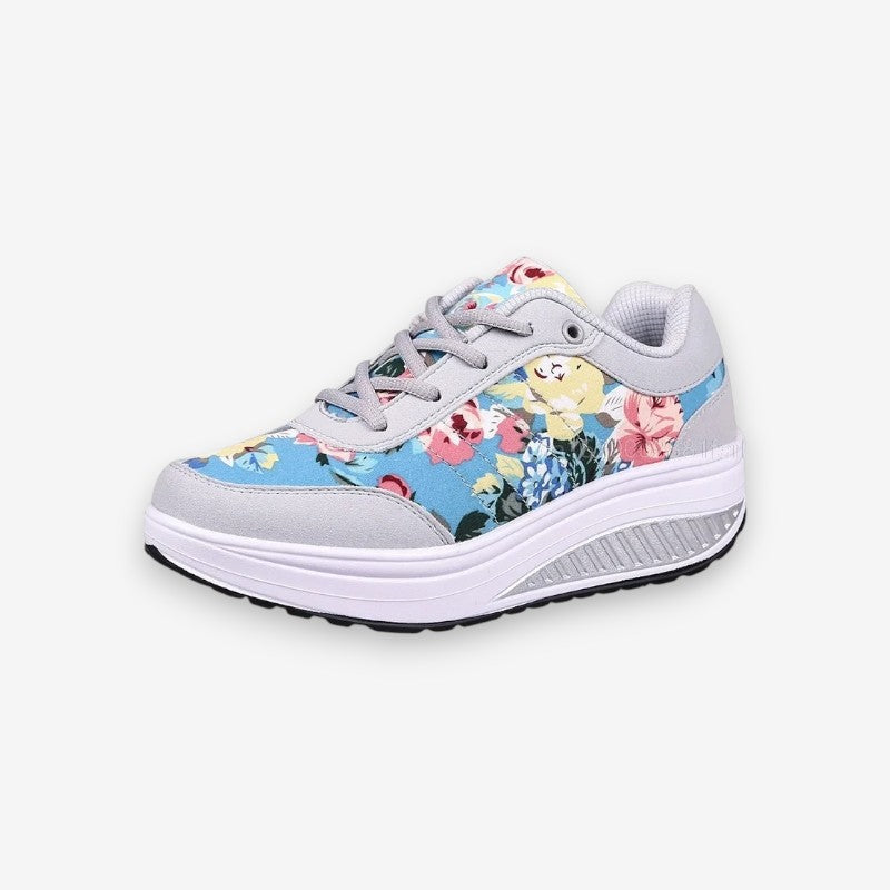 Sandra – Chaussures baskets fleuries confortables à lacets