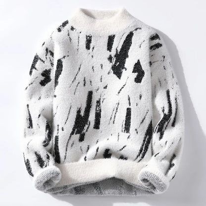 Pull Homme Hiver Motif Géométrique Col En V