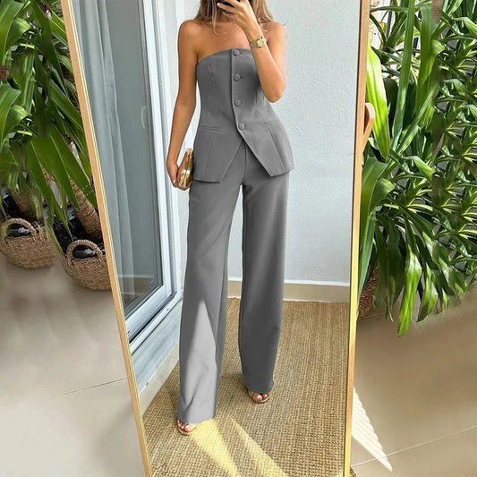 Ensemble Top Et Pantalon Élégant Pour Femmes - Tenue Décontractée Chic - LuxeStyle