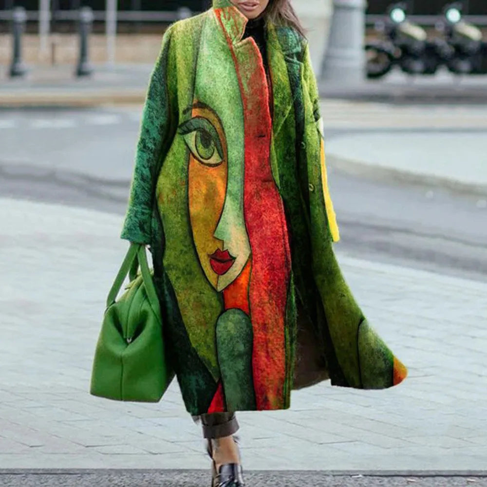 Manteau femme à carreaux colorés hiver