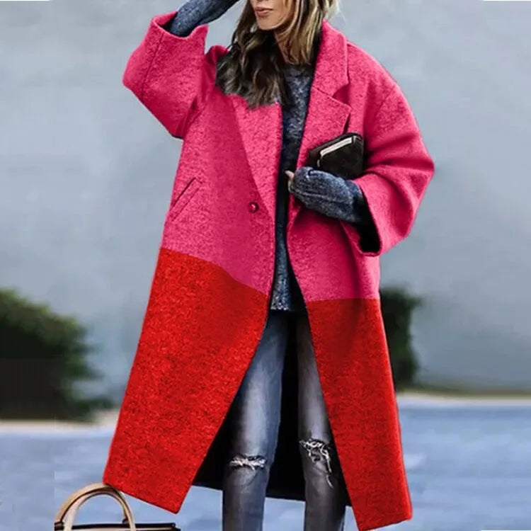 Manteau femme à carreaux colorés hiver