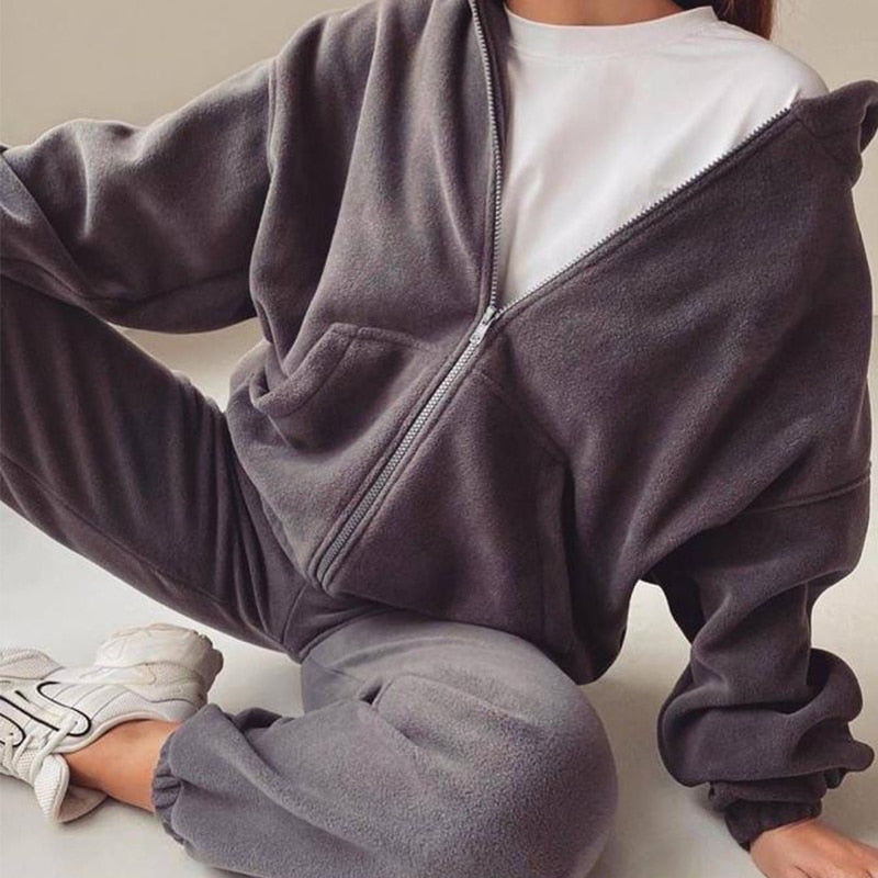 Survêtement à capuche décontracté et oversized pour femmes