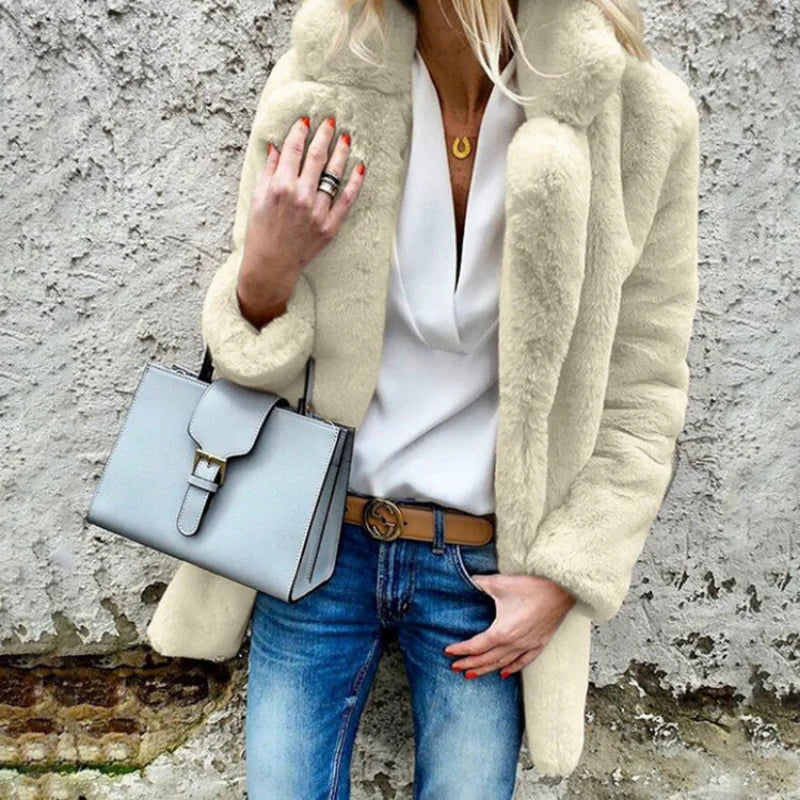 Manteau Femme Hiver Doux et Élégant Mi-Long