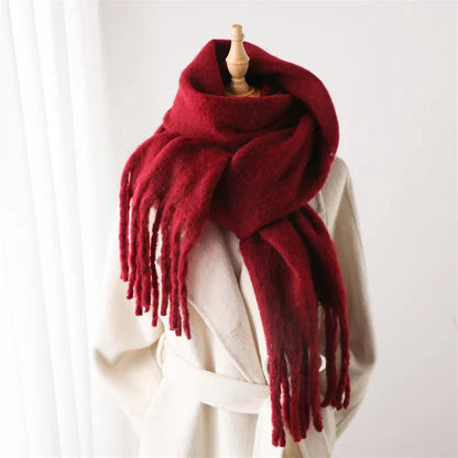 Écharpe Hiver Douce aux Franges pour Femme