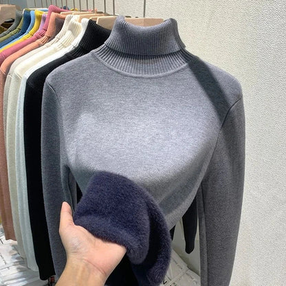 Pull Femme Laine Miel à Col Roulé Doux