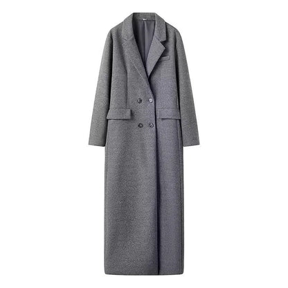 Manteau Femme Élégant à Col Montant et Fermeture Double pour Automne et Hiver