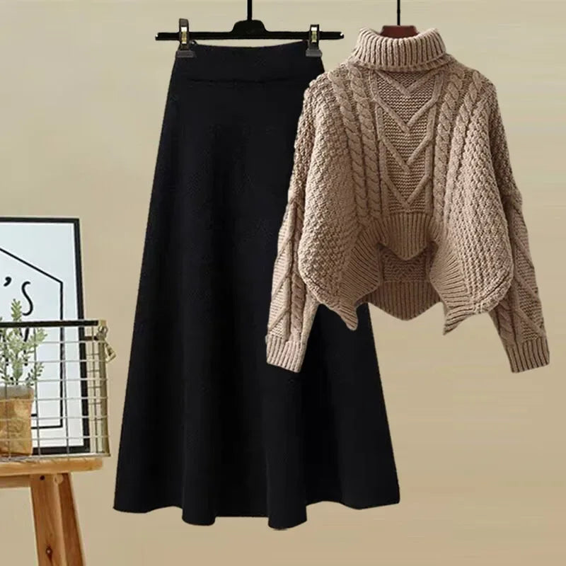 Tenue Femme Élégante Col Montant et Jupe Moulante