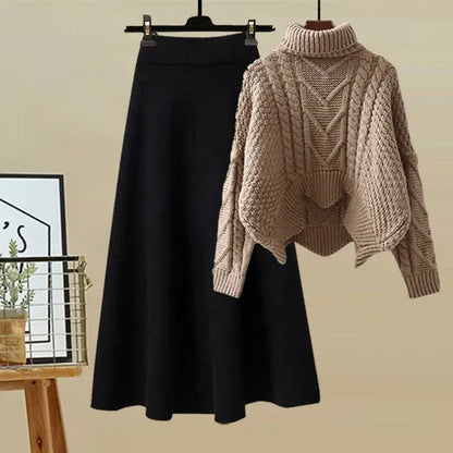 Tenue Femme Élégante Col Montant et Jupe Moulante