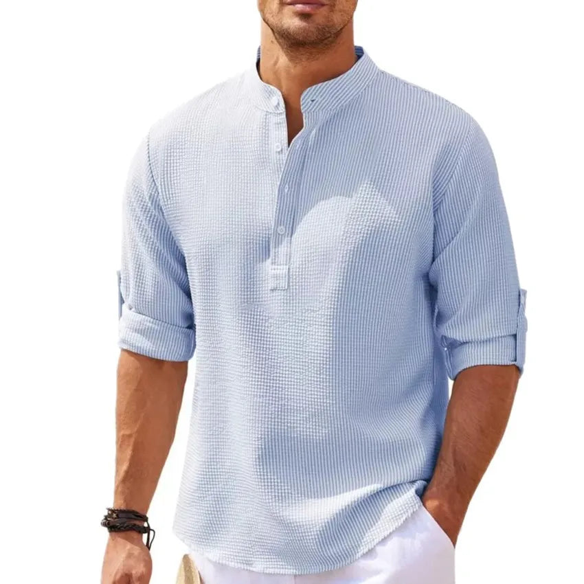 Chemise Homme Relaxe à Manches Longues avec Col Traditionnel
