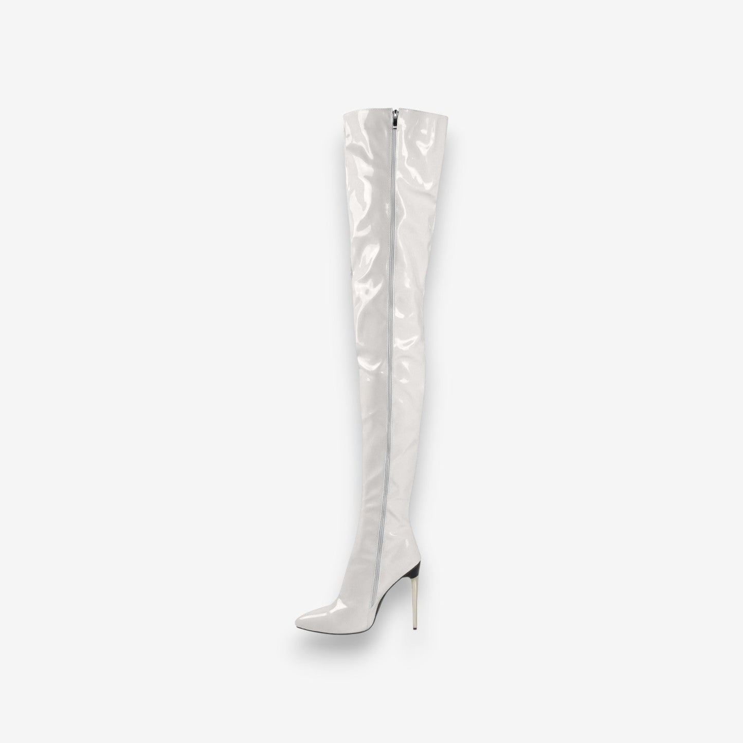 Bottes Élégantes Haut Talon Pointu avec Fermeture Éclair