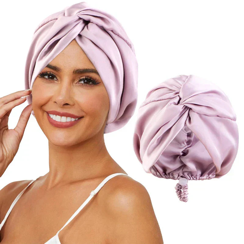 Bonnet de Nuit Doux en Soie Lavande Élastiqué