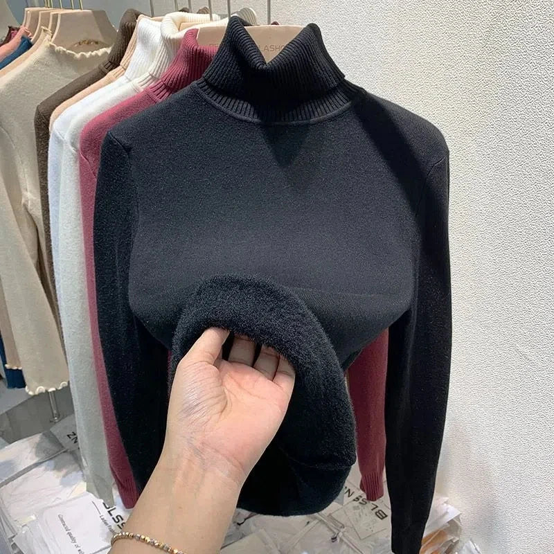 Pull Femme Laine Miel à Col Roulé Doux