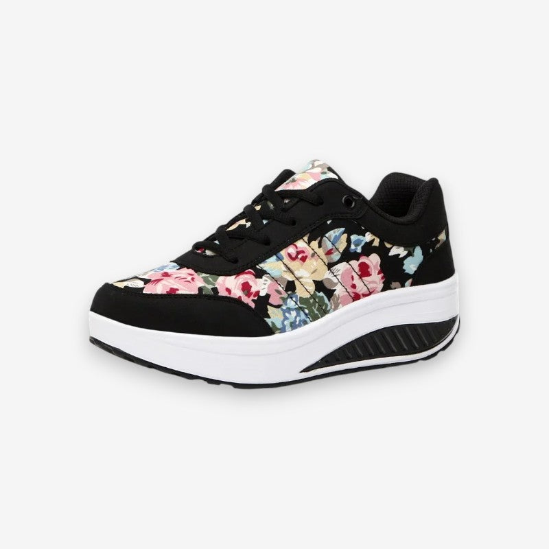 Sandra – Chaussures baskets fleuries confortables à lacets